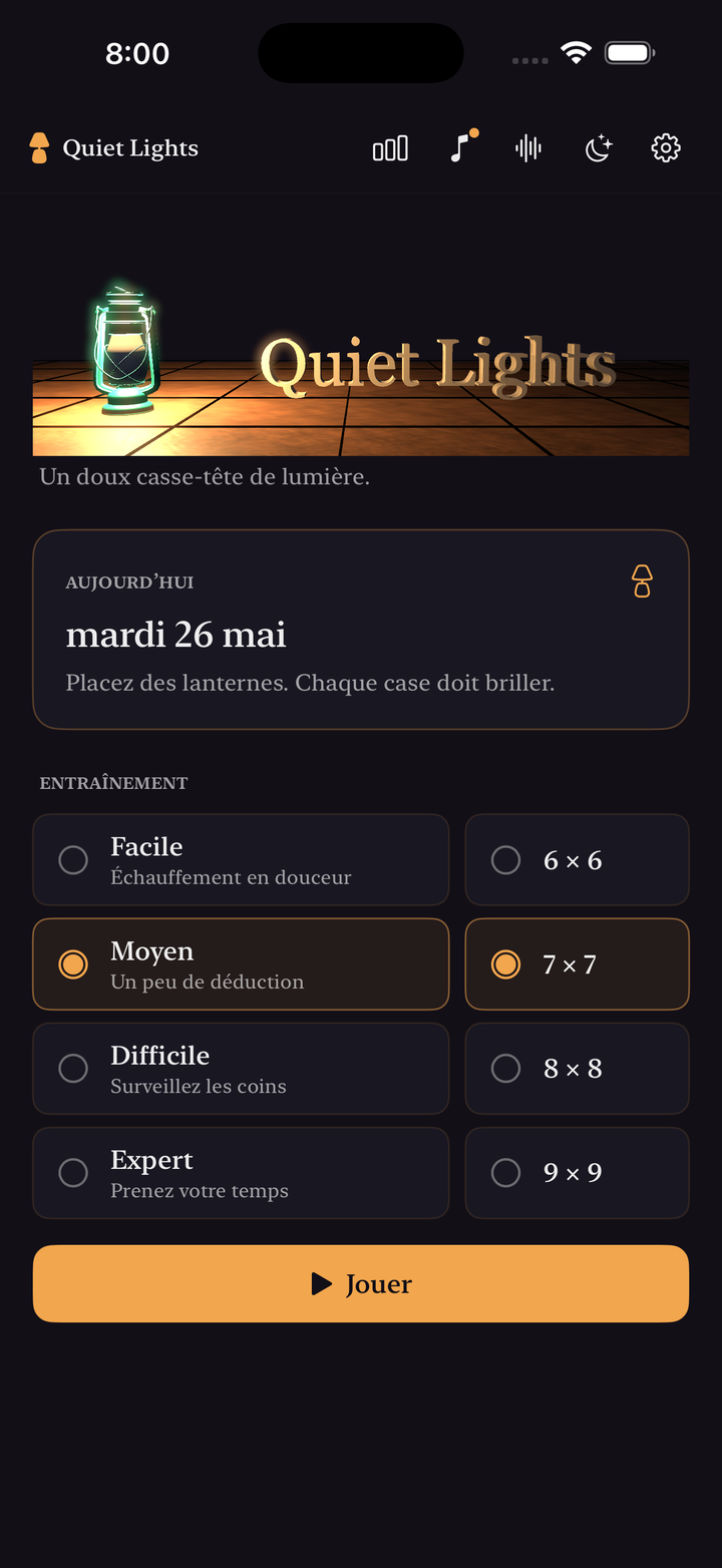 Home screen with the daily puzzle
