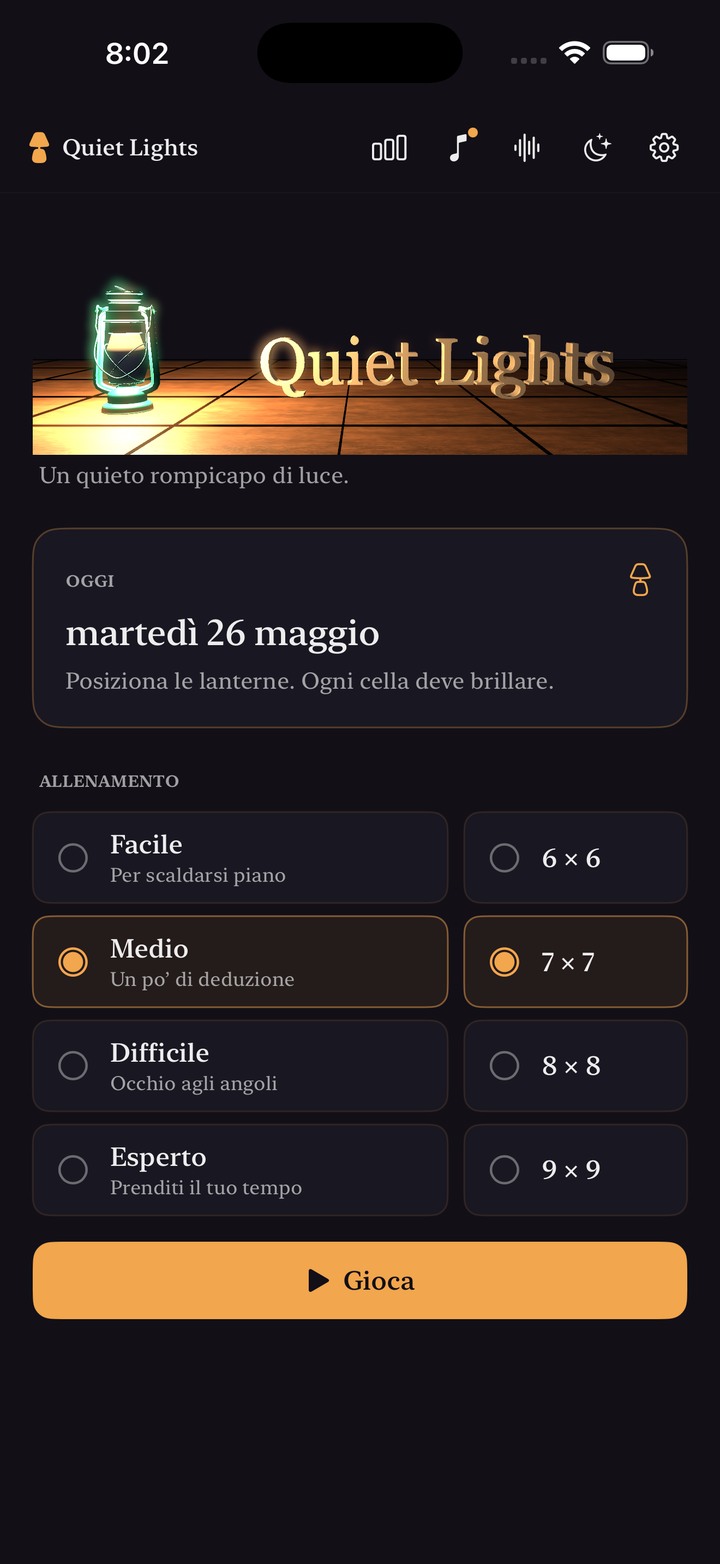 Home screen with the daily puzzle